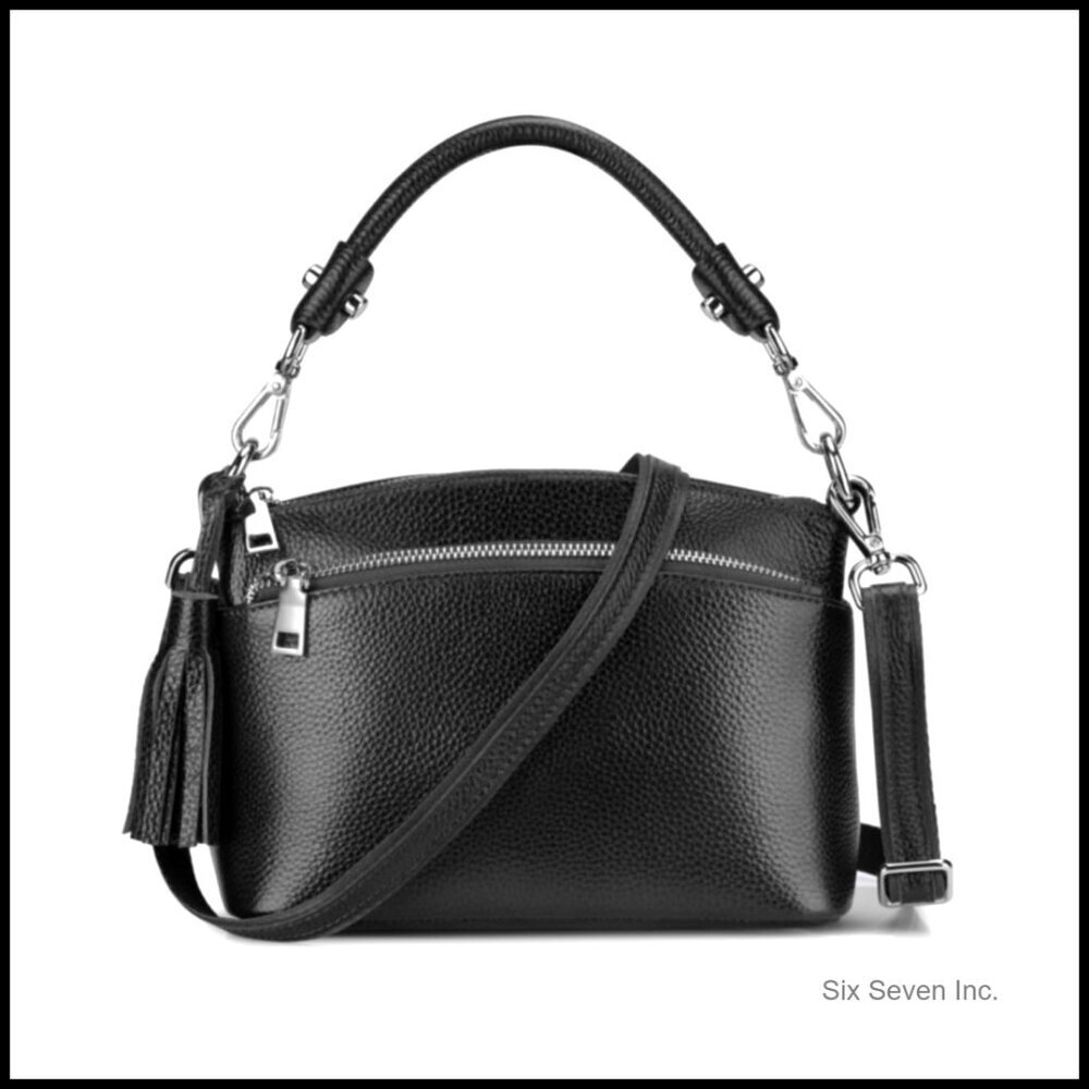 Genuine Leather Crossbody Shoulder Bag Top Handle Structured Small Purse Classic